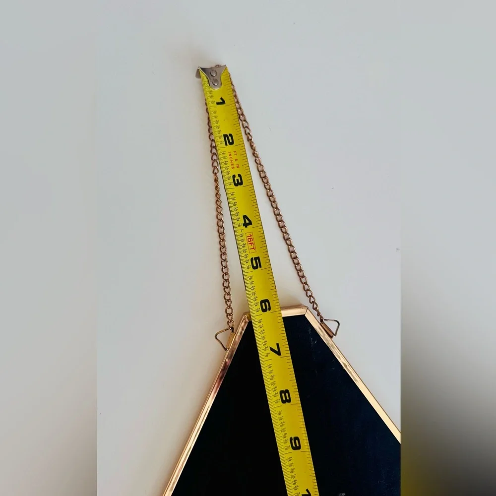 12” Vintage Gold Triangular Wall Mirror Contemporary Minimalist